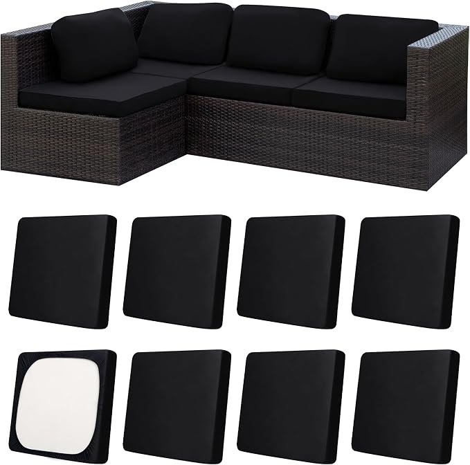 8Pcs Patio Cushion Covers, Outdoor Cushions Covers, Stretch Cushion Covers by Unknown