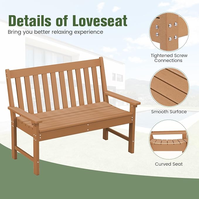 Tangkula HDPE Outdoor Garden Bench - Image 7