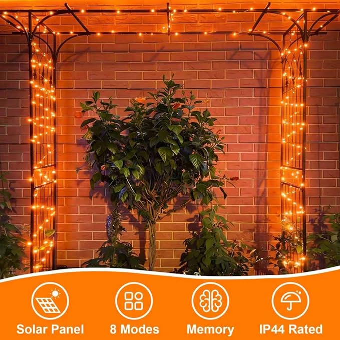 QITONG 4 Pack Solar Fairy Lights, Each 33ft 100 LED Orange Christmas String - Image 2