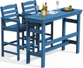 SERWALL Outdoor Bar Table and Chairs Set, Adirondack Bar Chairs Set of 2 and by SERWALL