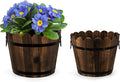 Wooden Barrel Planters Flower Pots by HakkaGirl