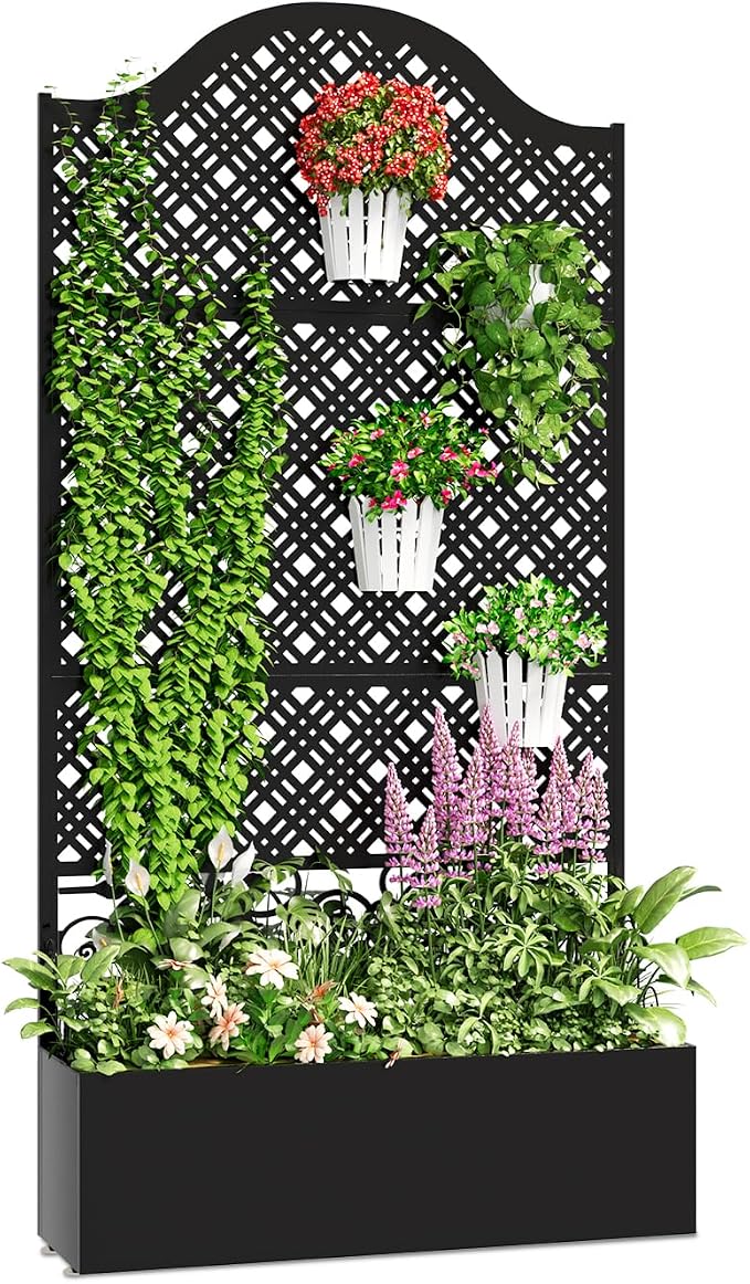 Metal Raised Garden Bed with Trellis & Privacy Screen - Image 7