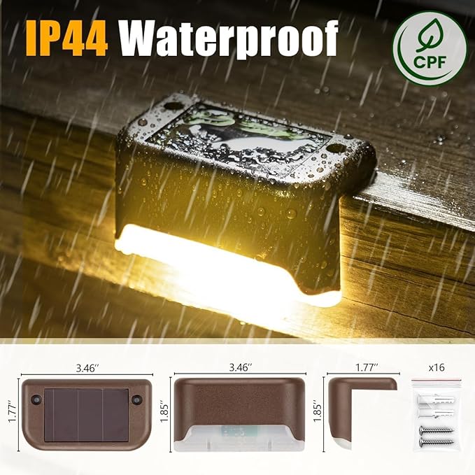 SOLPEX Solar Deck Lights Outdoor 16 Pack, Solar Step Lights Waterproof Led - Image 8