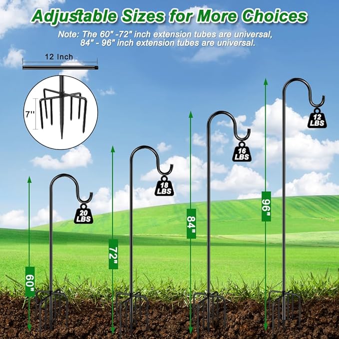 60" Shepherds Hooks for Outdoor, Heavy Duty Bird Feeder Pole for Hummingbird - Image 4