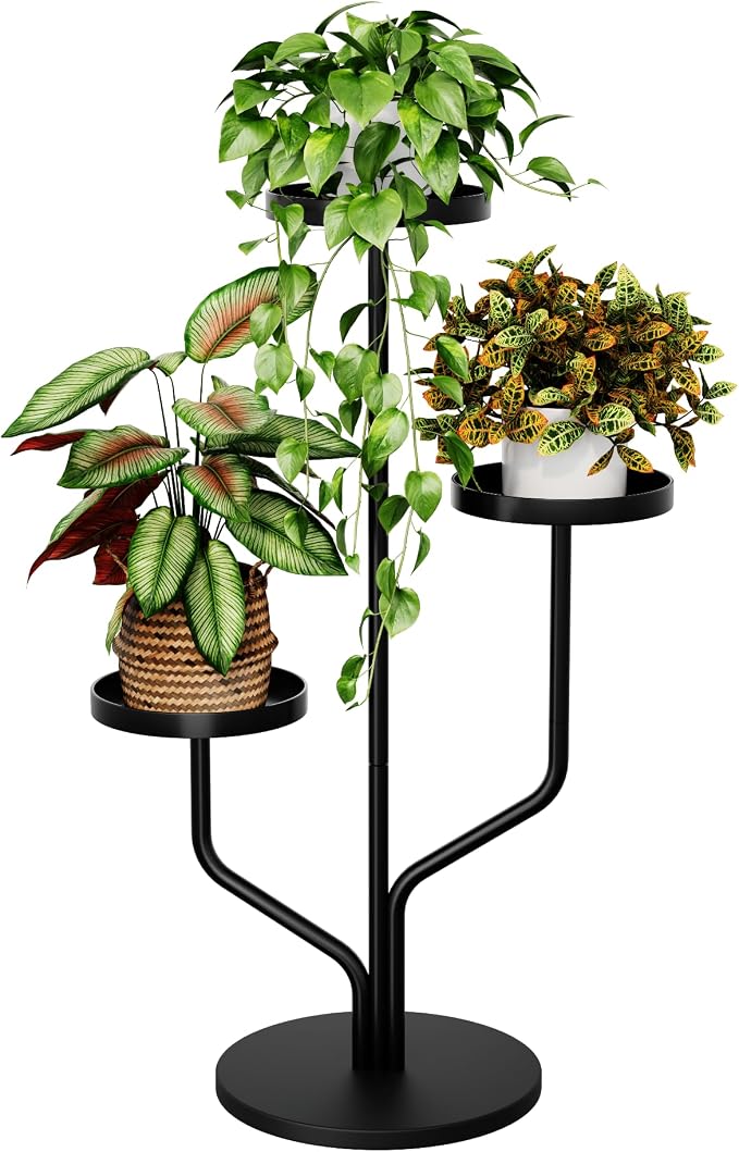 Bamworld 3 Tier Plant Stand Indoor Outdoor Metal Plant Shelf - Image 6