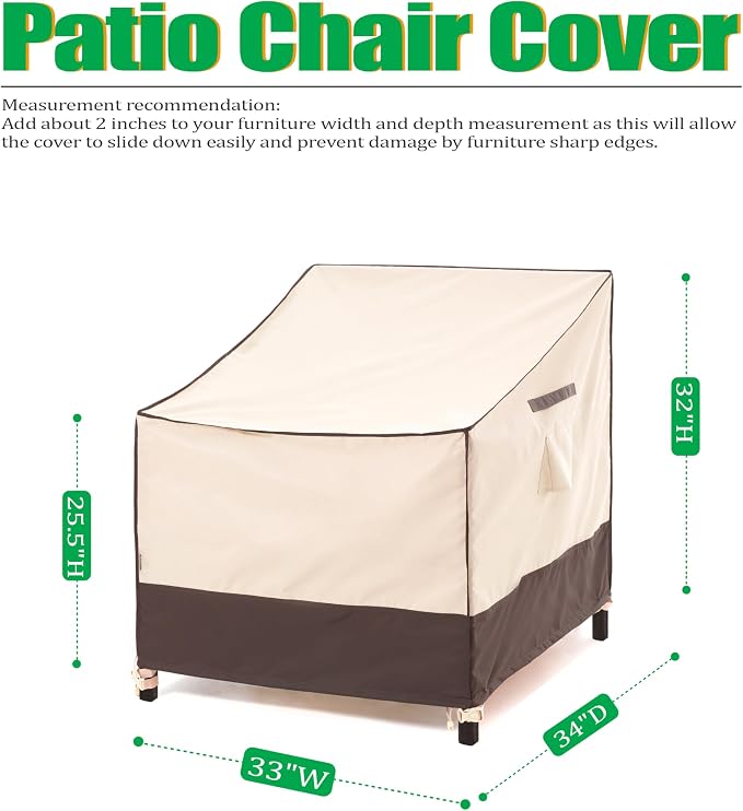 F&J Outdoors Patio Chair Covers Waterproof Anti-UV Outdoor Dining Chair Cover - Image 2