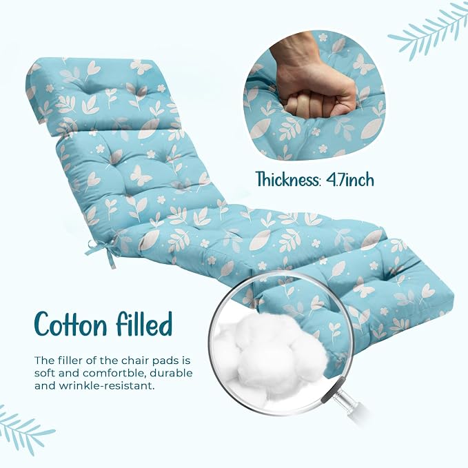 Outdoor Chaise Lounge Chair Cushion 75.1 x 22.8 x 4.7 Inches 100% Waterproof - Image 5