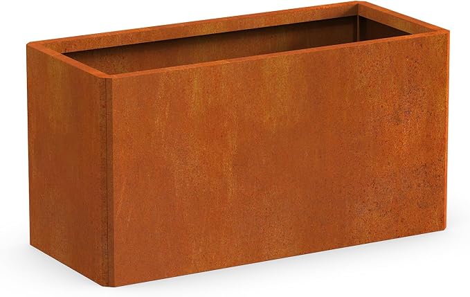 Co rten Steel Planter 36X15X15 inch Large Rectangular Planter Box Rustic Style by Ganeekiron