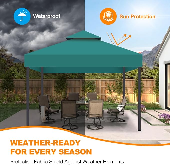 10x10 Canopy Replacement Top Cover Canopy Top Replacement Double Layer Vented - Image 5