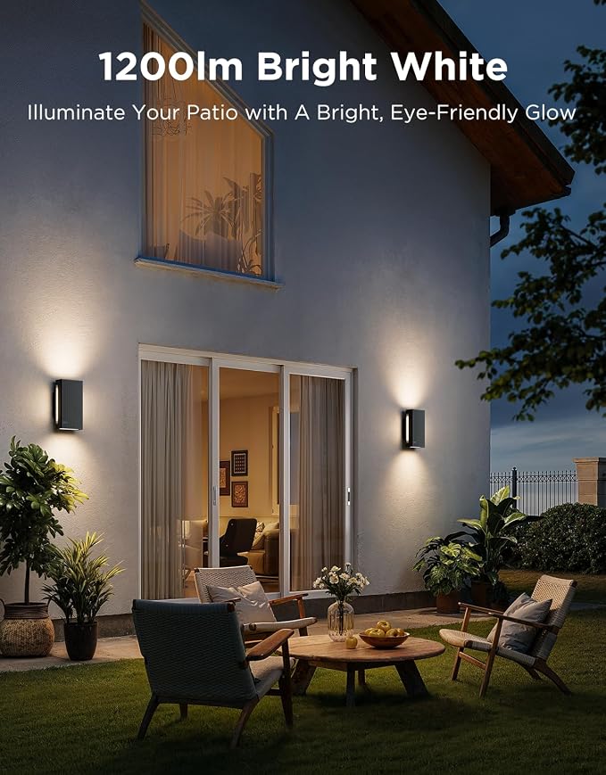 Govee Outdoor UpDown Wall Light, 2 Pack, 1200LM RGBICWW Smart Porch Lights - Image 4