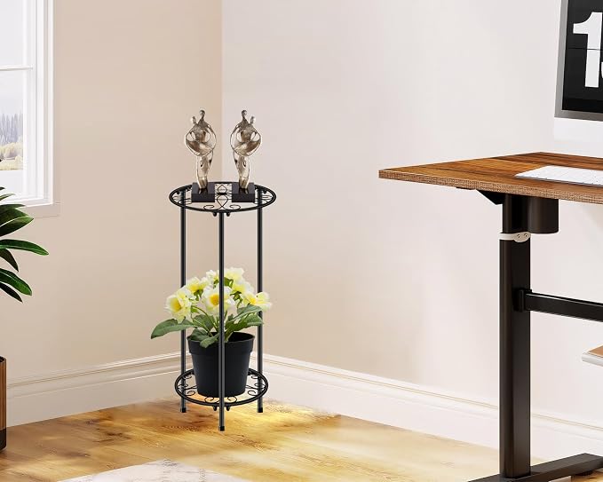 CASIMR Plant Stand Indoor Outdoor, Metal Rustproof Flower Shelf 2 Tier 23.9 inch - Image 6
