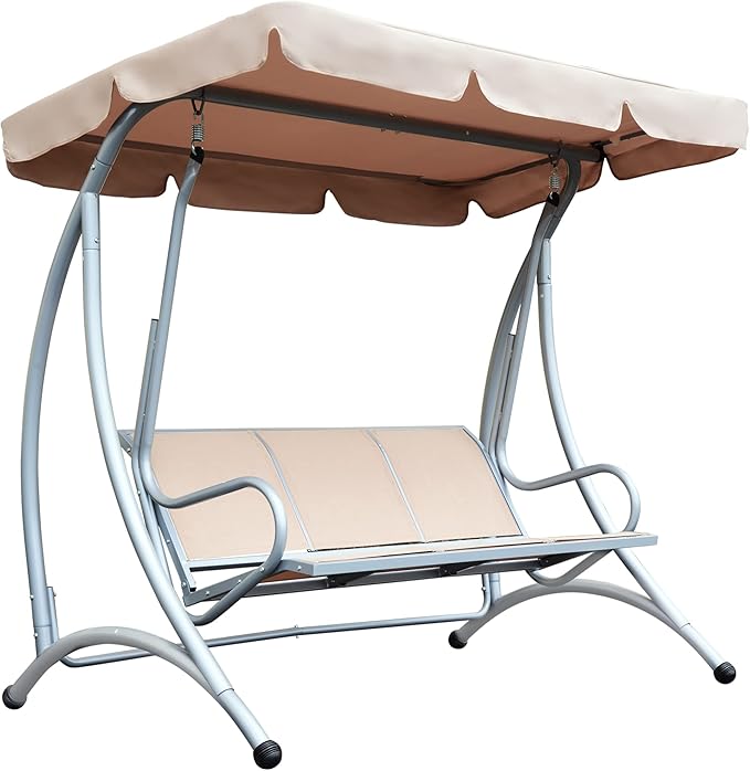 Outsunny 3-Seat Outdoor Porch Swing Chair, Patio Swing Glider by Outsunny