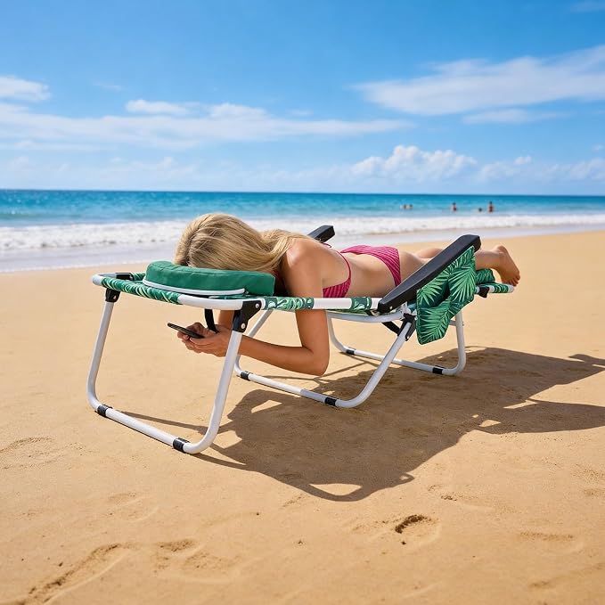MOPHOTO Oversized Beach Lounge Chair, 5-Position Adjustable Tanning Chair - Image 2