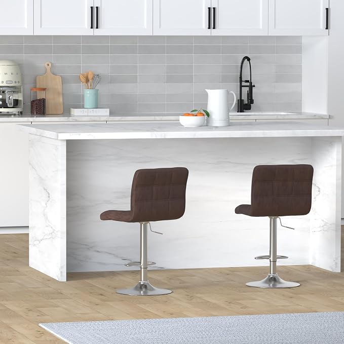 Leopard Modern Square PU Leather Adjustable Bar Stools - Image 2