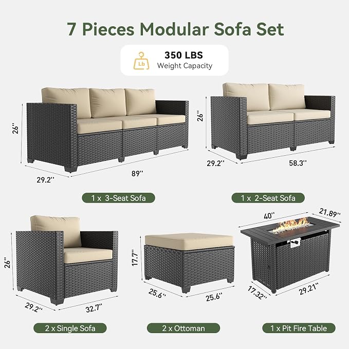 Aoxun 7 Piece Patio Furniture Set - Image 7