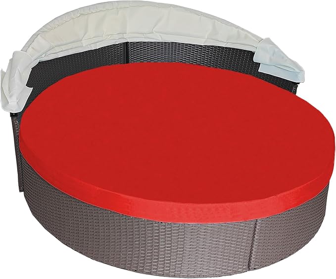 Round Outdoor Daybed Cushion Cover Replacement, Anti-UV Water-Resistant Patio by SOWINOS