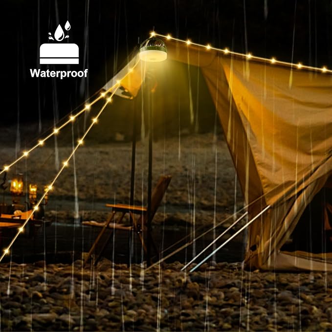 Solar Camping String Lights, Retractable Waterproof 33FT LED Camp Light - Image 7
