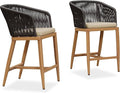 PURPLE LEAF Counter Height Bar Stool Set of 2 Woven Rattan Counter Stool Bar by PURPLELEAF