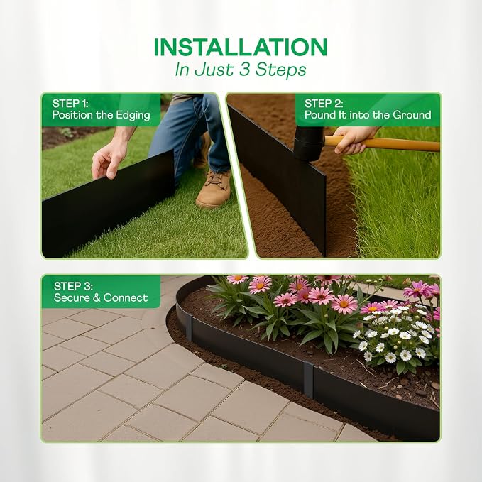 IDZO Black Metal Landscape Edging 6" H, Weather-Resistant Steel Garden Border - Image 6