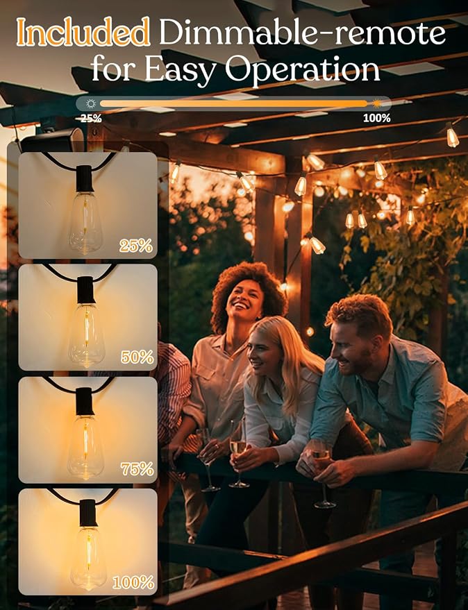 GHUSTAR 50ft Solar Outdoor String Lights - Image 2