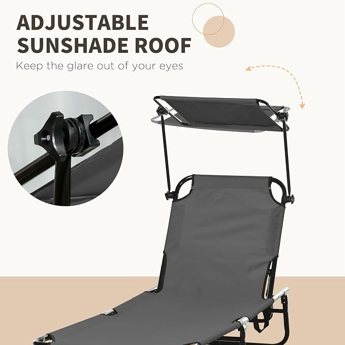 Outsunny Folding Chaise Lounge Pool Lounge Chairs Set of 2, Outdoor Sun Tanning - Image 5