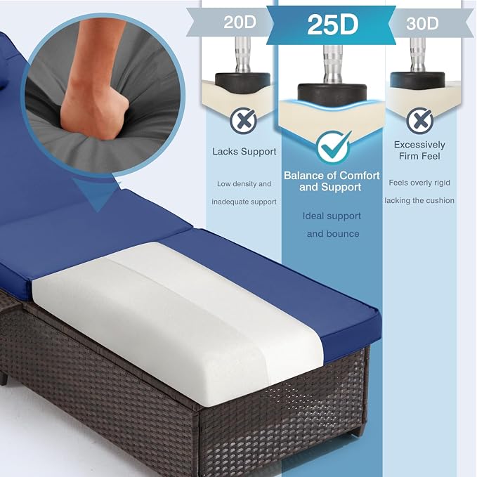 Outdoor Lounge Chairs, Pool Lounge Chairs Set of 2, Outdoor Chaise Lounge - Image 4