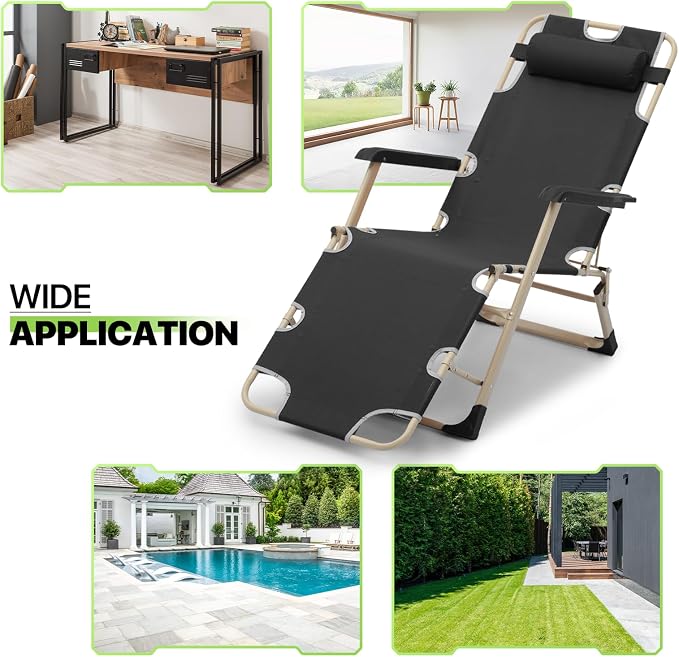 Magshion Folding Patio Chairs Set of 2, Outdoor Lounge Chair - Image 12