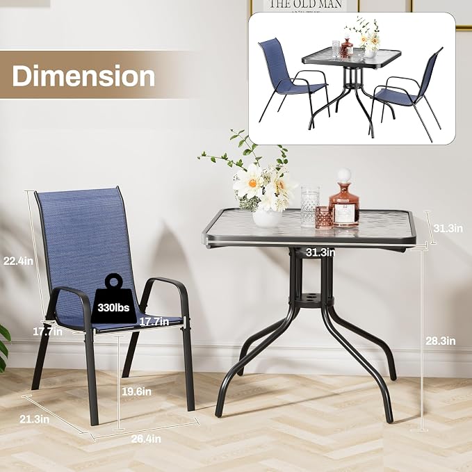 TLSUNNY Patio Dining Set 5 Pieces, All Weather Outdoor Furniture W/30"X 30" - Image 2