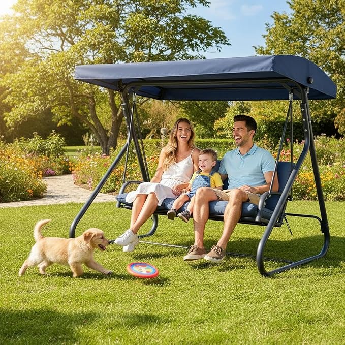 3-Seat Outdoor Convertible Swing Glider - Image 8
