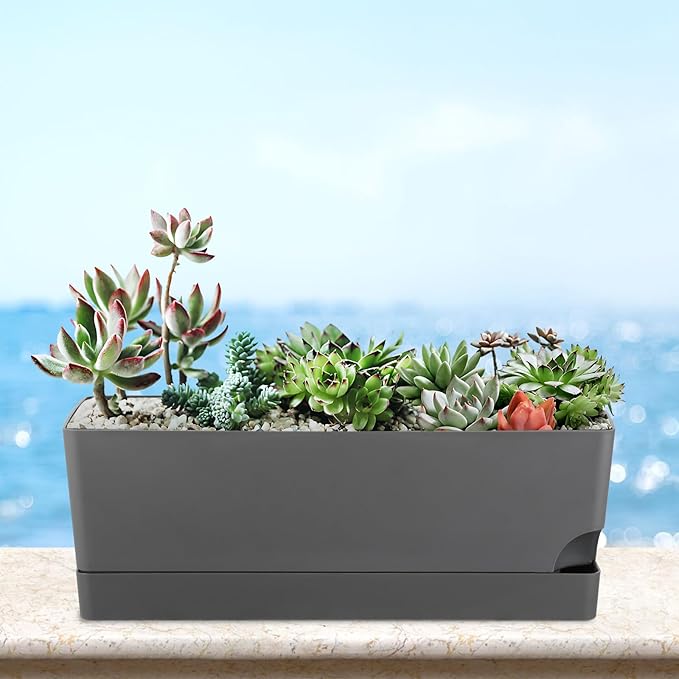 4 Pack Self Watering Pots for Indoor Plants 17 Inches Window Boxes Planters - Image 9