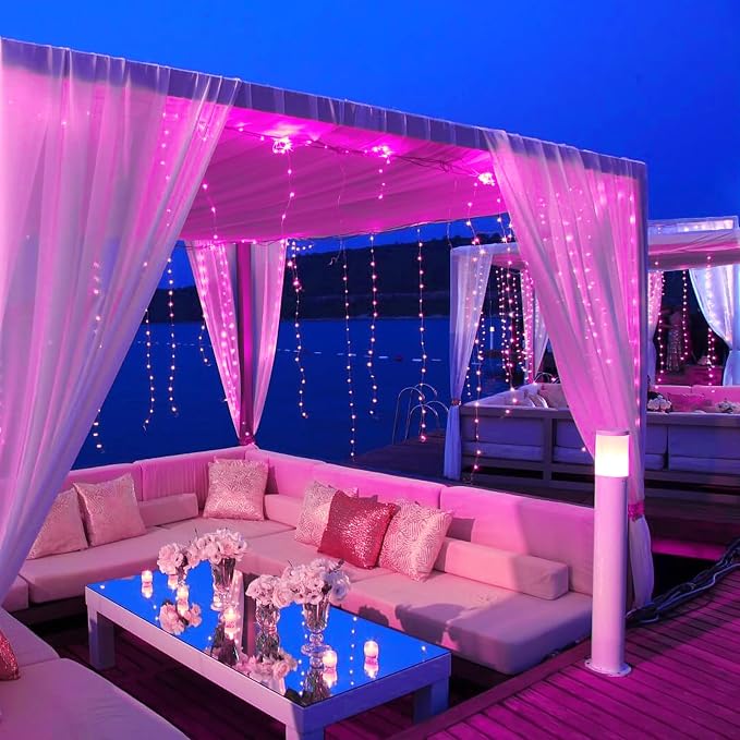 JMEXSUSS 4 Pack Pink Solar Lights, Each 33ft 100 LED Solar String Lights - Image 6