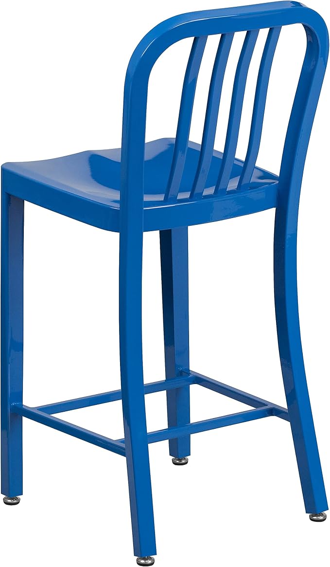 Flash Furniture Commercial Grade 24" High Blue Metal Indoor-Outdoor Counter - Image 7