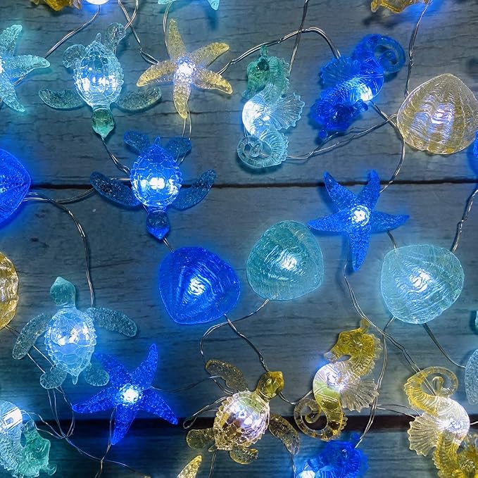 Coastal Solar String Lights Outdoor Garden Lights Marine Life Solar Fairy - Image 7