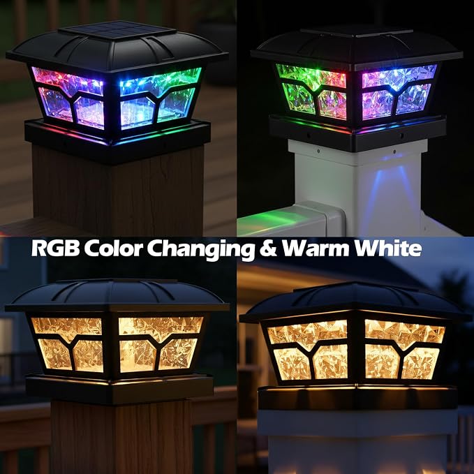 SIEDiNLAR Solar Post Cap Lights Outdoor 2 Color Modes - Image 3