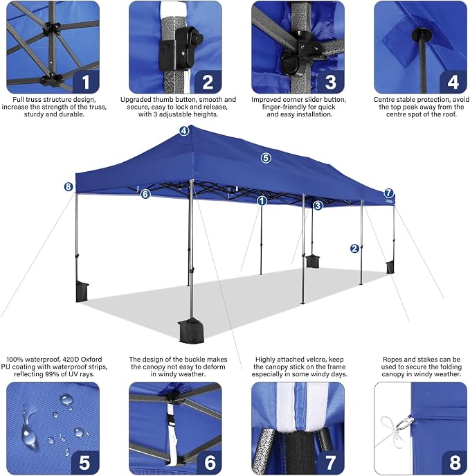 COBIZI Pop up Canopy Tent 10x30 Heavy Duty Gazebo - Image 2