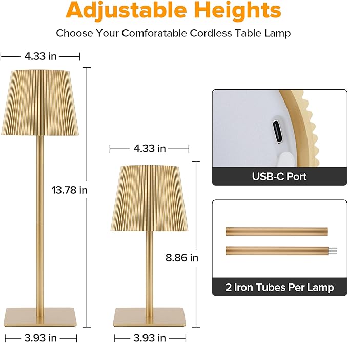 LUTEC 4 Pack Cordless Table Lamp, 6000mAh Rechargeable Battery Operated Desk - Image 4