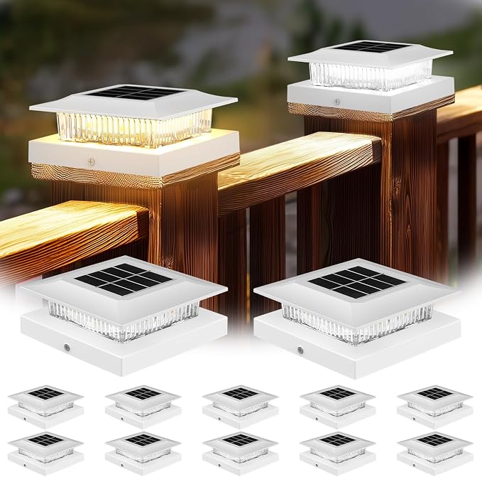 4x4 Solar Post Cap Lights 12 Pack, Fence Post Solar Lights by ICERONALLC