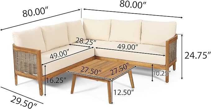 Christopher Knight Home Burchett Outdoor 5 Seater Sectional Sofa Chat Set - Image 3