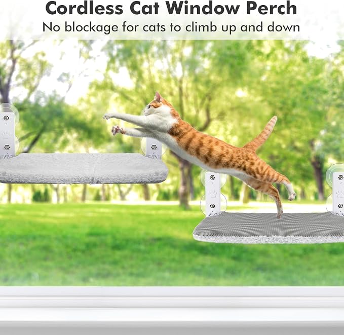 AMOSIJOY Cordless Cat Window Perch, Cat Hammock - Image 8