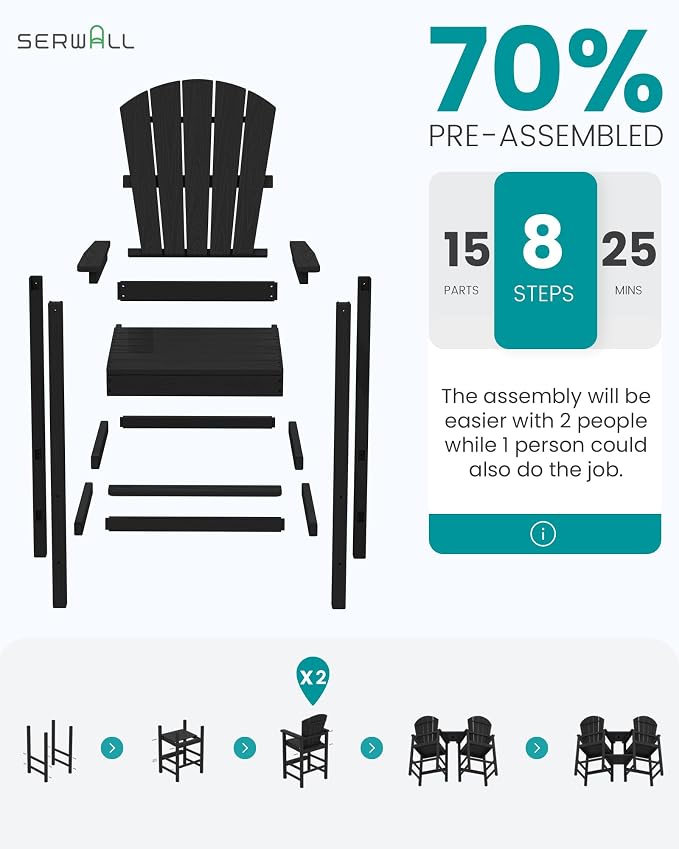 SERWALL Tall Adirondack Chairs Set of 4 - Image 7