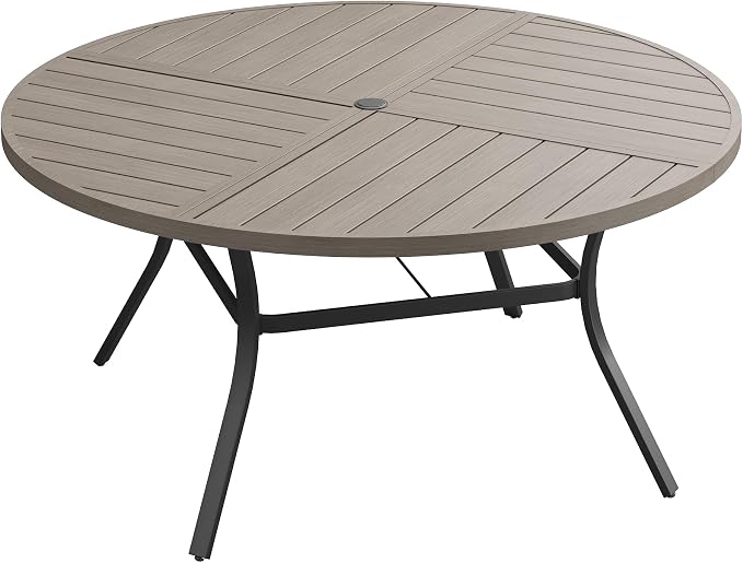 Patio Dining Table for 6, Round Metal Outdoor Table by VOXBIN