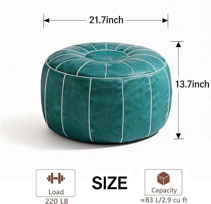 Thgonwid Unstuffed Moroccan Storage Pouf Foot Stool Ottoman Seat Handmade Faux - Image 3