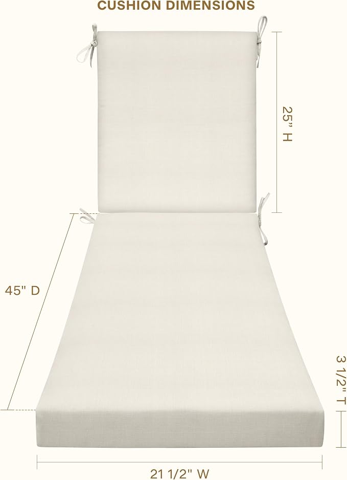 Honeycomb Outdoor Heritage Chaise 21.5 x 70, Textured Solid Bone Chaise Lounge - Image 4