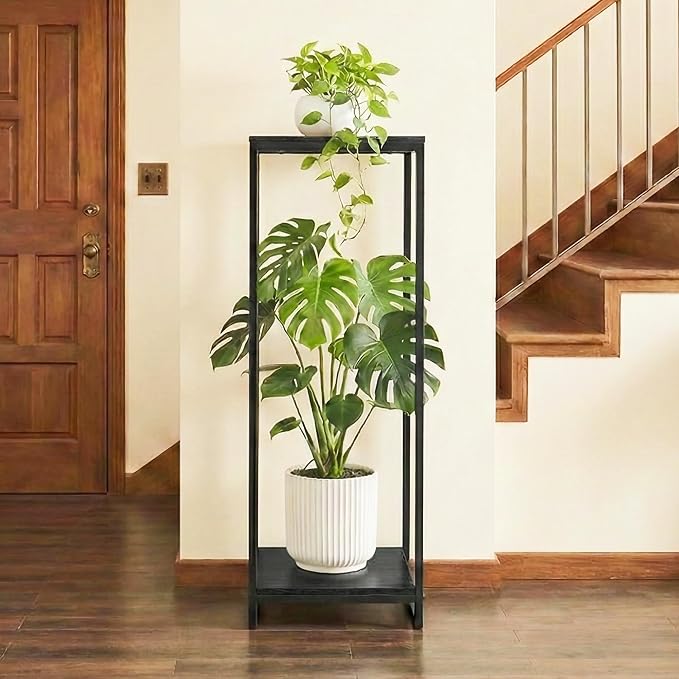34" Tall Plant Stand Indoor, 2-Tier Modern Plant Shelf, Corner Flower Pot - Image 5