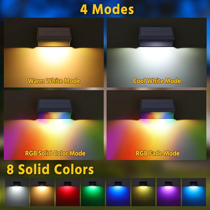 NIORSUN Outdoor Fence Lights, 24 Pack Waterproof LED Solar Fence Lights - Image 2