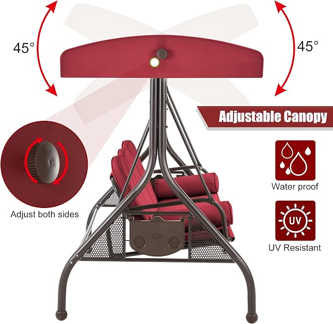 GYUTEI 3-Seat Outdoor Patio Swing - Image 3