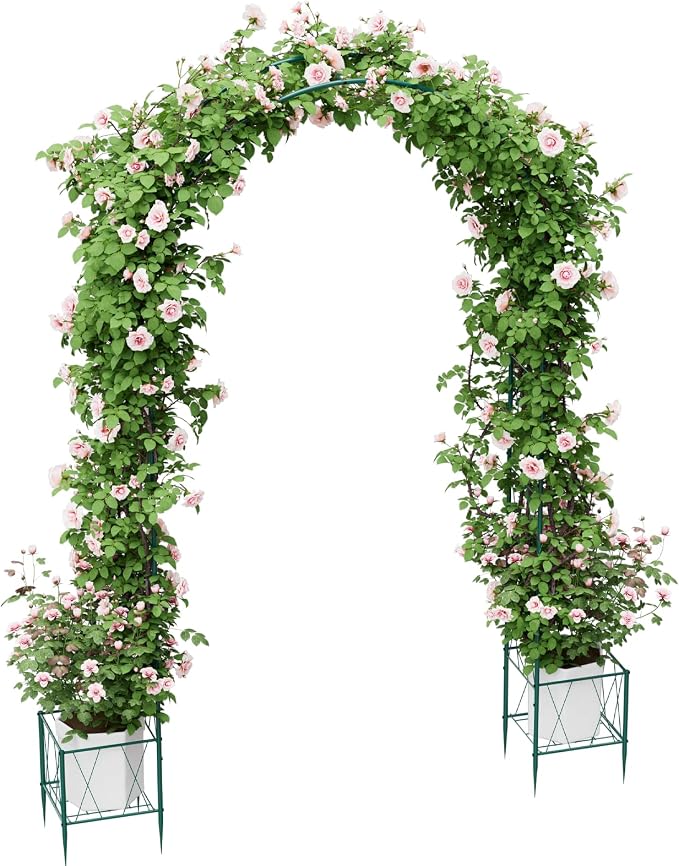 Garden Arch Trellis for Climbing Plants, 8.2 Ft Metal Pergola Arbor - Image 9