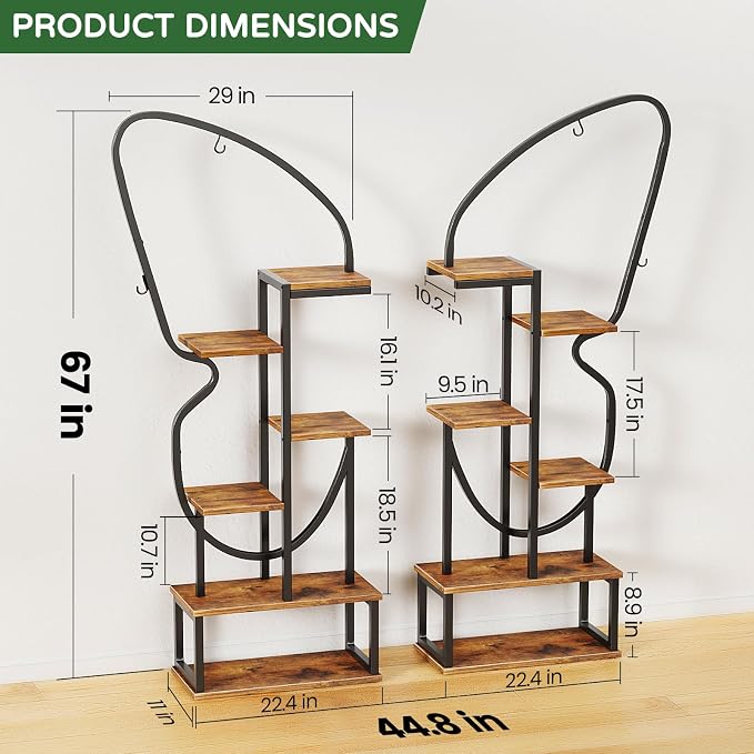 6 Tier Plant Stand Indoor Butterfly-Shaped, Tall Metal Plant Stand - Image 4