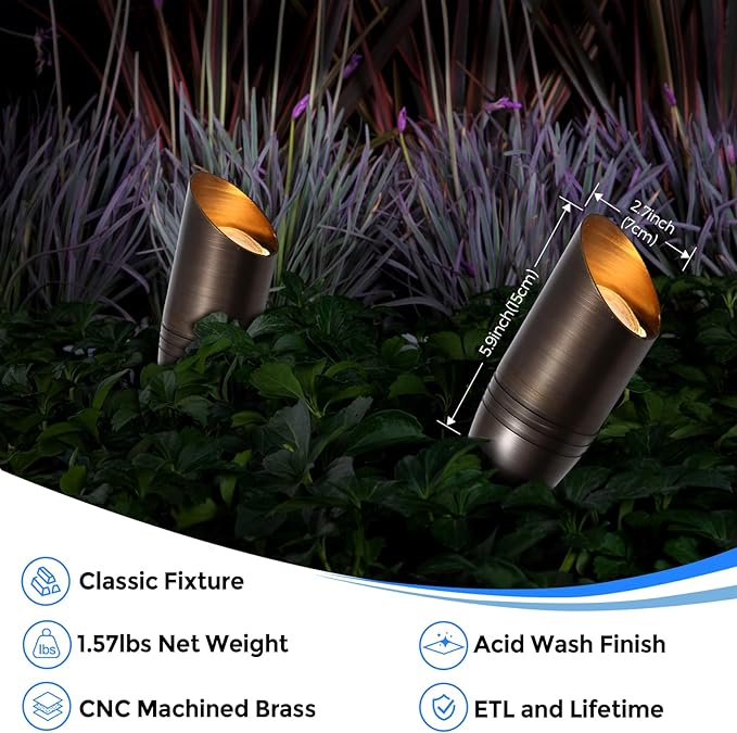 Gardencoin Solid Brass Outdoor Landscape Spotlights, 12V Heavy Duty Low Voltage - Image 2