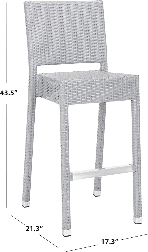 SAFAVIEH Outdoor Collection Bethel Grey Indoor/Outdoor Bar Stool - Image 3